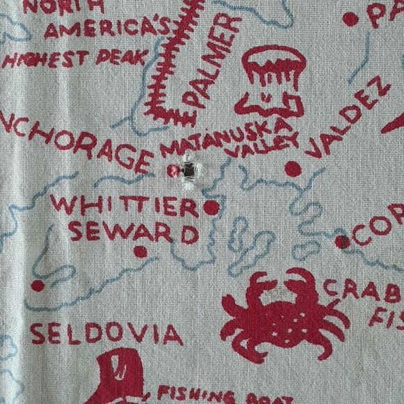 Vintage Linen ALASKA Map Souvenir Tablecloth Wall Hanging 46” X 50”. - Picture 9 of 11